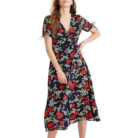 Madewell Dresses & Skirts - Madewell Daisy Floral Dress 10 Midi Wrap Look NEW